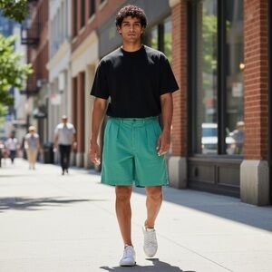 VINTAGE POLO RALPH LAUREN Mens Pleated Shorts in Teal. Sz 36